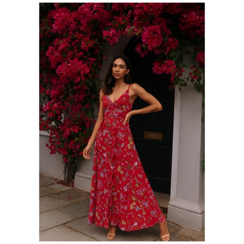 Nanette Lepore Red Floral Maxi Dress size 6 - Picture 3 of 12
